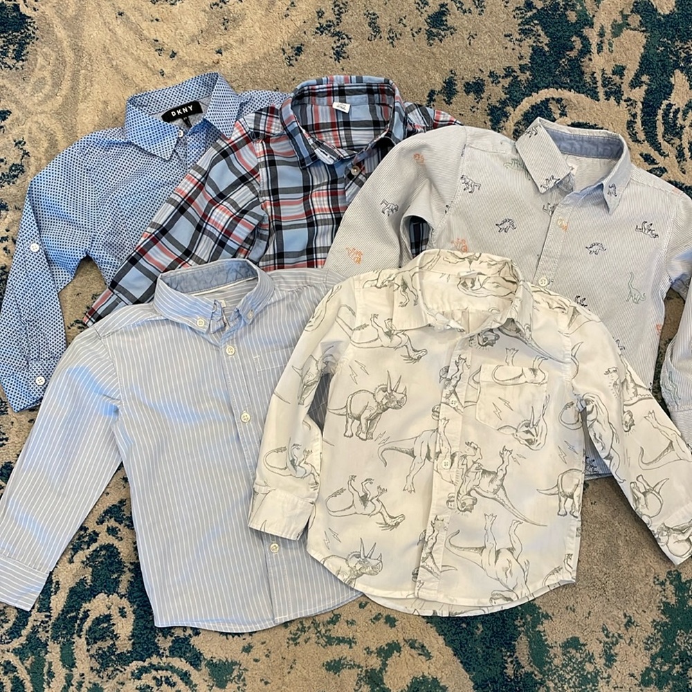 Lot of 5 boys button up shirts, size 3T. Different designers, all so cute!